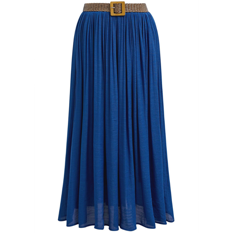 Chic Renmian Women's Tencel Pleated Skirt Featuring Comfortable Elastic Waistband