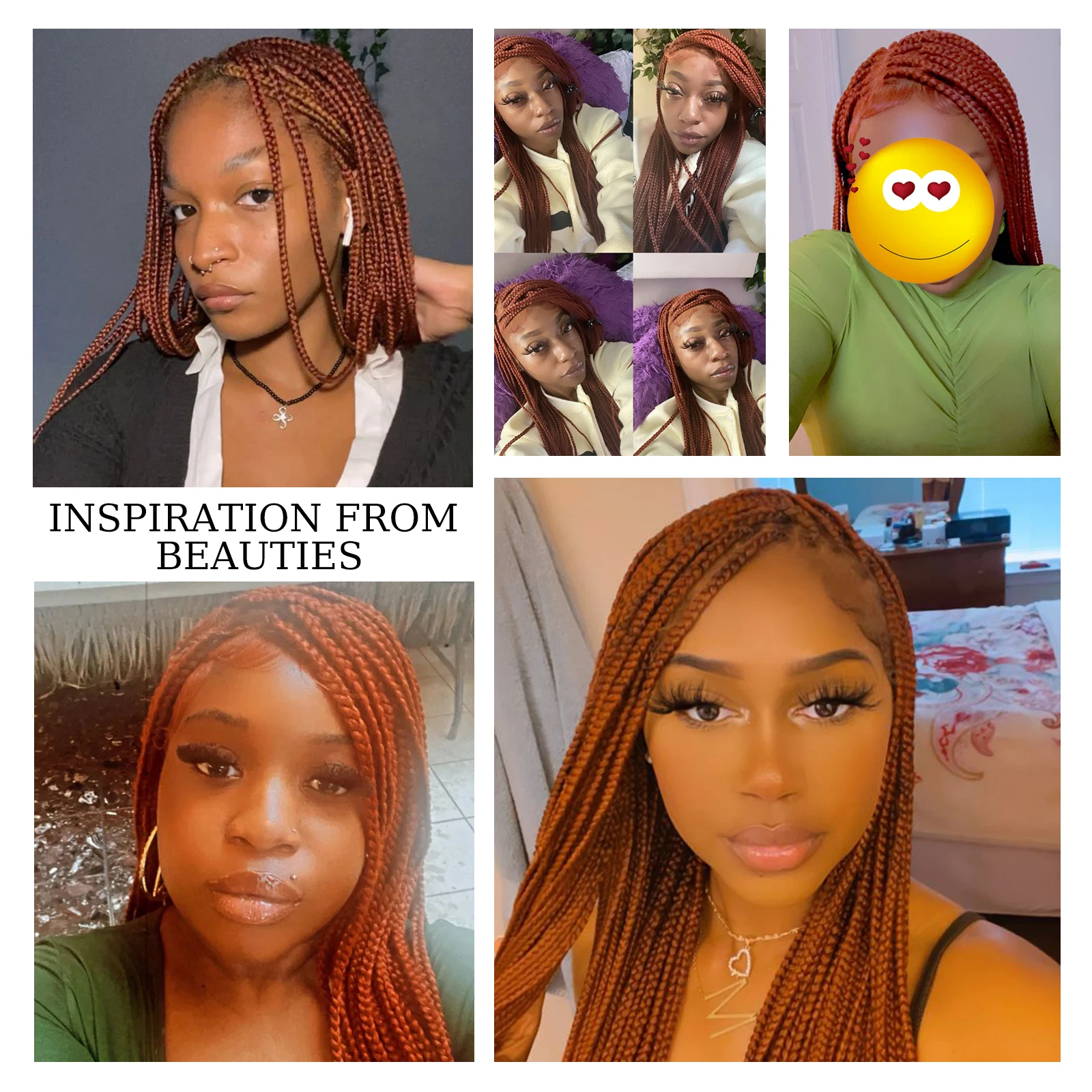 24 Inch Braids Wig Light Brown Simulation Human Hair Boho Box Full Lace Front Wig Heat Resistant Synthetic Braided Wig for Women Long Bohemian Wigs Tw