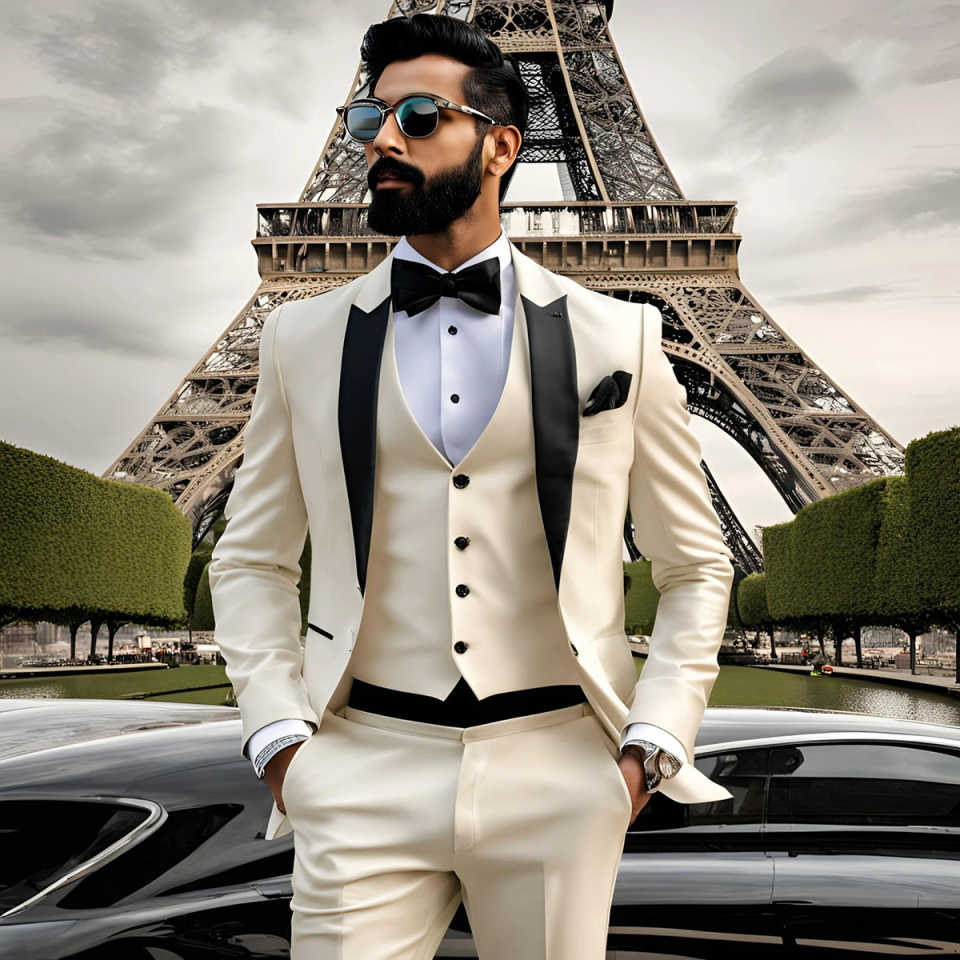 3 Pieces Men Suits Shawl Lapel Two Buttons Customized Pants Sets Elegant s Slim Fit Groom Wedding Party Tuxedos Wear