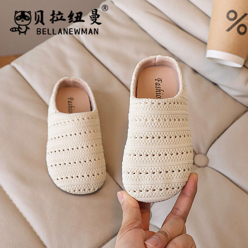 2025 Summer New Style Beach Shoes for Girls, Slip-On Lazy Sandals with Woven Toe