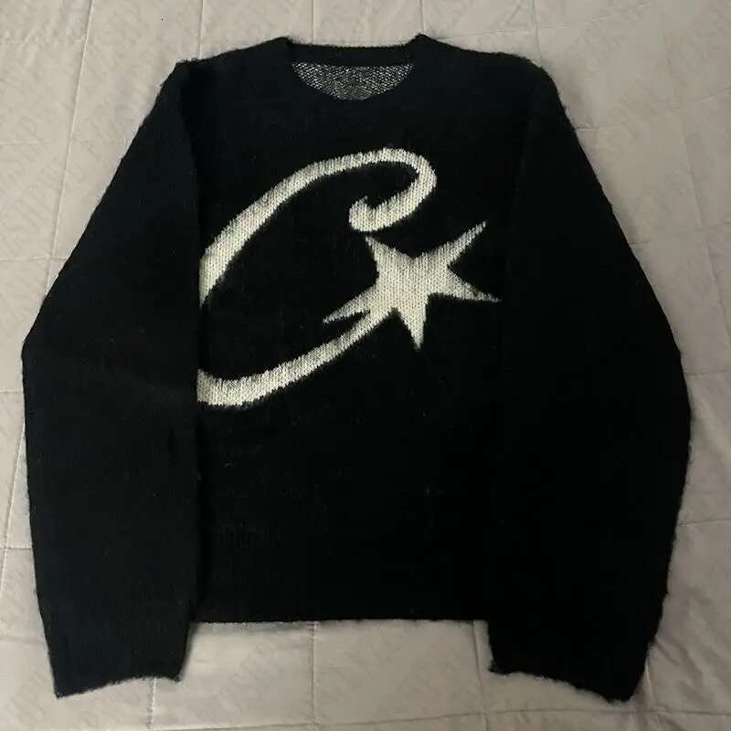 Y2K Graphic Men Knitted Sweater Hip Hop Vintage Punk Winter Pullover Streetwear Casual Aesthetics Haruku High Street Fashion