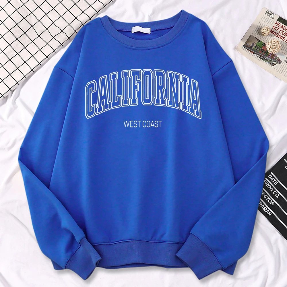 Winter Fashion WomenS Sweatshirts California West Print Hooded Crewneck AllMath Pullovers Loose Warm Female Streetwear 250707