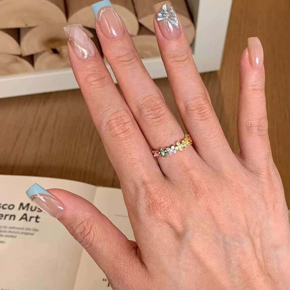 S Pure Silver Monet Garden Dopamine Niche Design High-end Elegant Versatile Exquisite Ring for Women