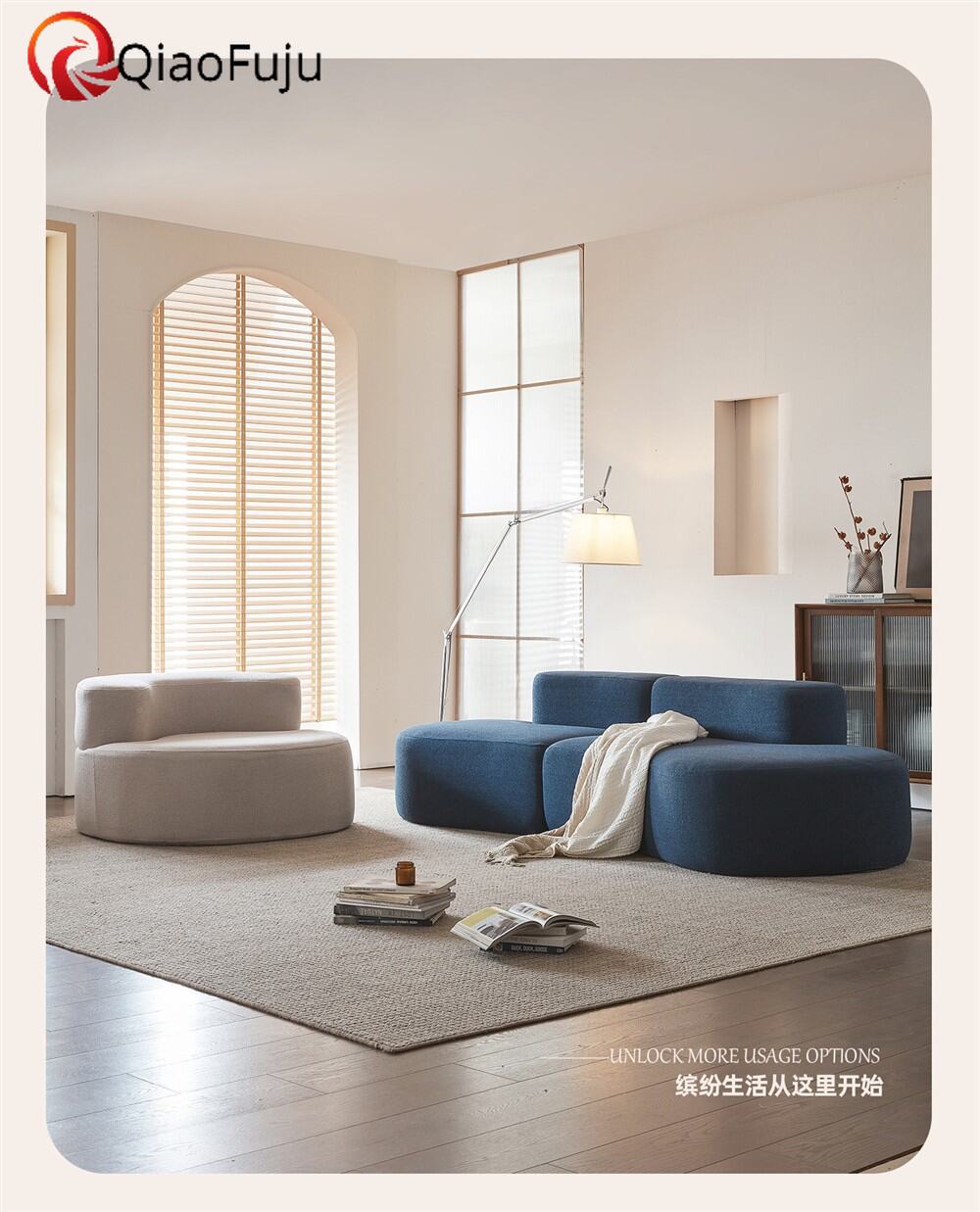Modular sofa with unique design, stylish multi-person combination, modern and simple hotel apartment bedroom, vacuum compressed sofa, living room fabr