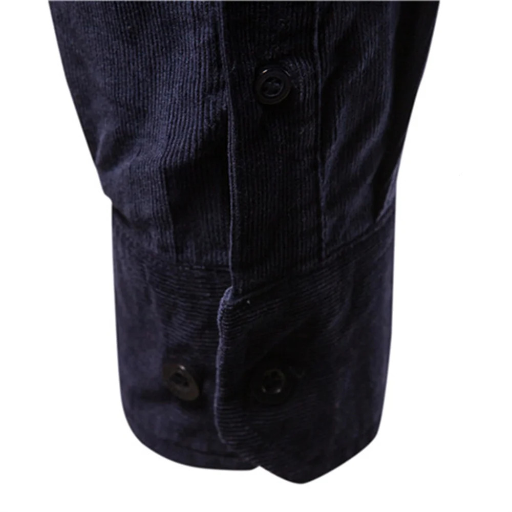 Single Breasted 100 Cotton Mens Shirt Business Casual Fashion Solid Color Corduroy Men Shirts Autumn Slim 250704