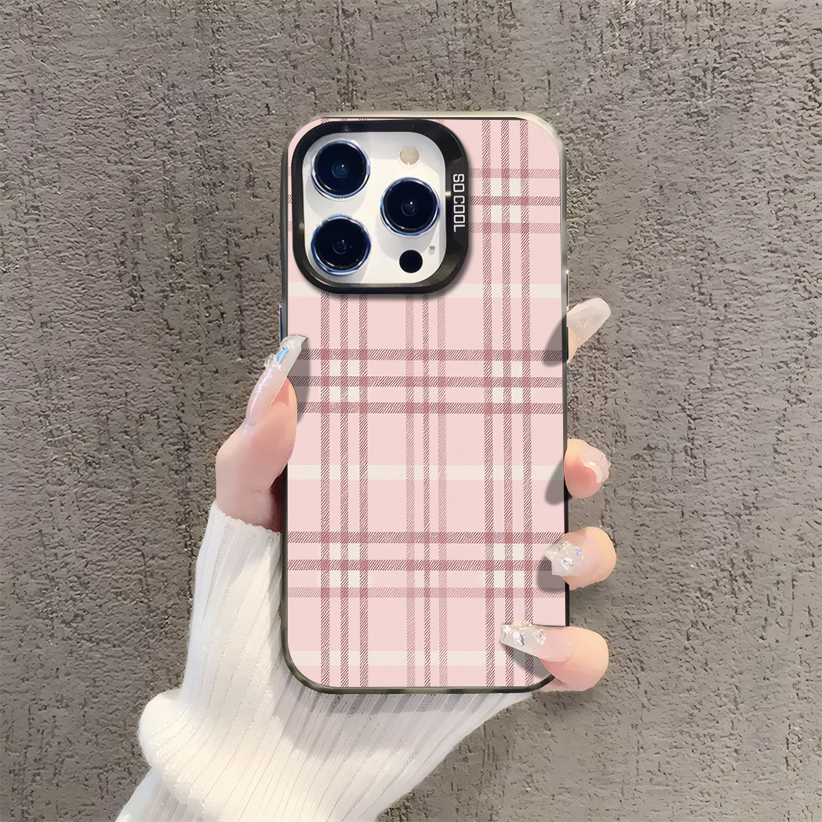 Pink Plaid Pattern Fabricpattern phone case for iPhone 16/16 Pro/16 Plus/16 Pro Max 15/14/13/12/11/x/xs/xr/xs max,Members Day
