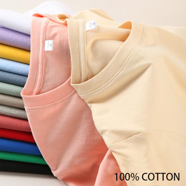 Classic cotton T-shirt 100% simple cotton casual short-sleeved parent-child T-shirt for men and women, breathable, light and customizable logo company