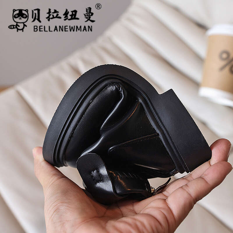 Children's Black Leather Short 2024 Autumn New Korean Girls' British Style Martin Boots for Older Kids