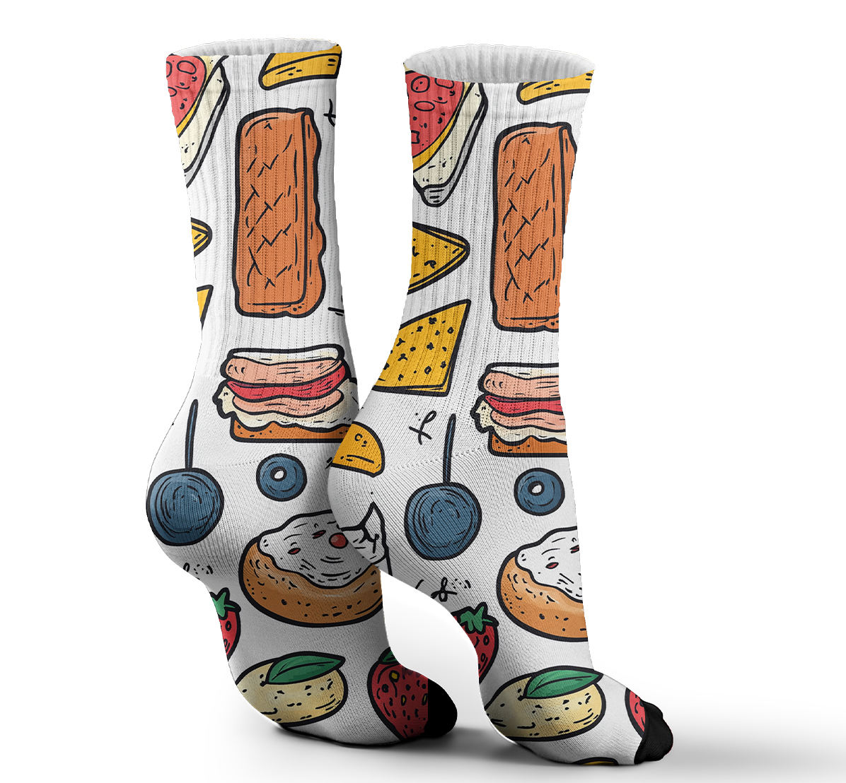 culinary craze tube unisex sock pop food bread prints