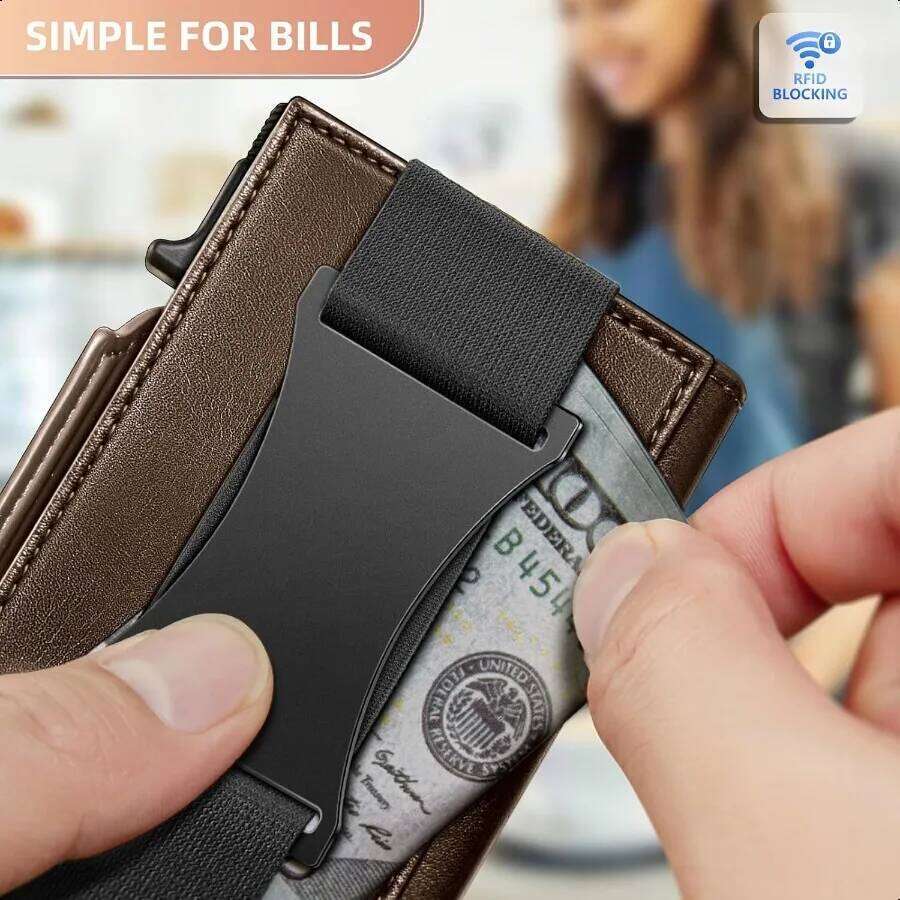 Men Gift BoxedSlim Front Pocket Wallet Money Clip Card Holder 3.8"x2.7" Popup Access
