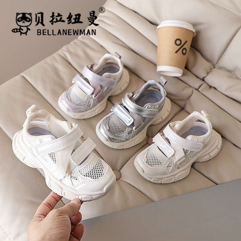 Bella Newman Hollow Children's Sports Sandals 2025 Spring Autumn New Korean Style Girls' Mesh Boys' Shoes