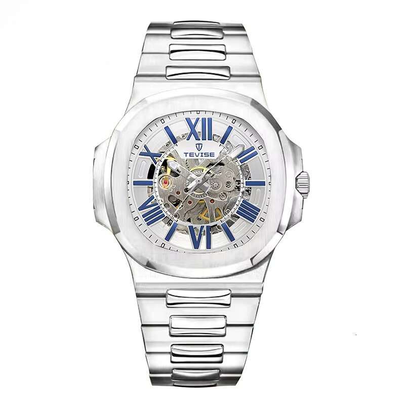 DHgargets Nautilus Skeleton Men's Business Watch Automatic Mechanical, Waterproof, Luminous, Stainless Steel, Classic Luxury Watch for Men
