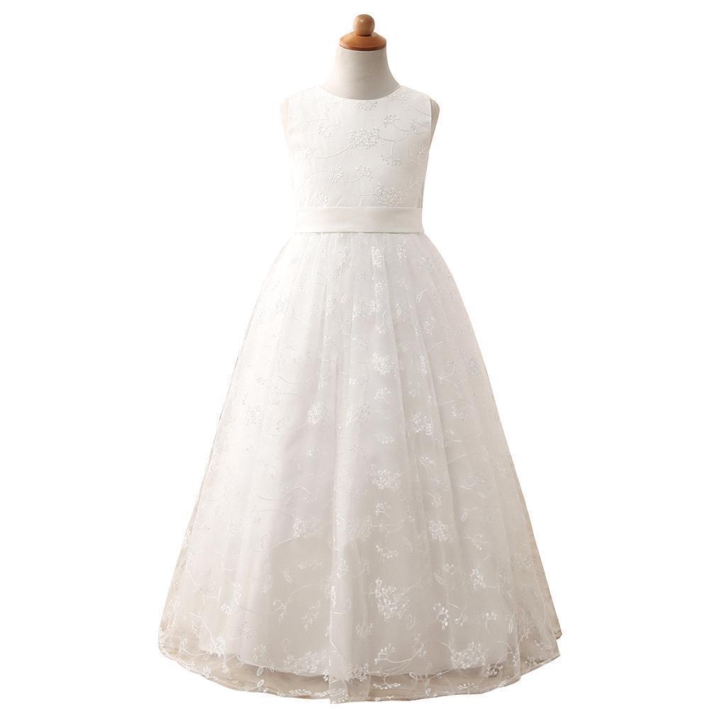 Stock Flower Girl Dress Lace Chiffon Long Dresses Flower Girl Wedding Dress Summer Boho Birthday Party Wedding Dress For 2-14 Years MC1546