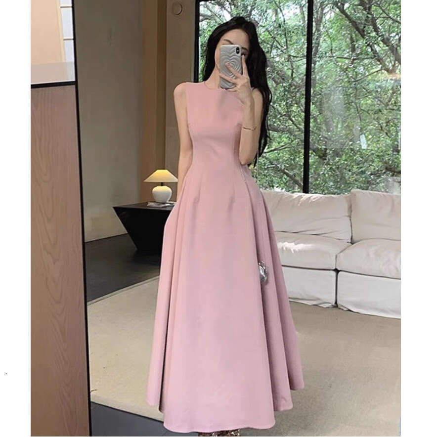 Black For Women Summer New French Style Elegant High-End Sleeveless Vest Waist Slimming Long Dress B5