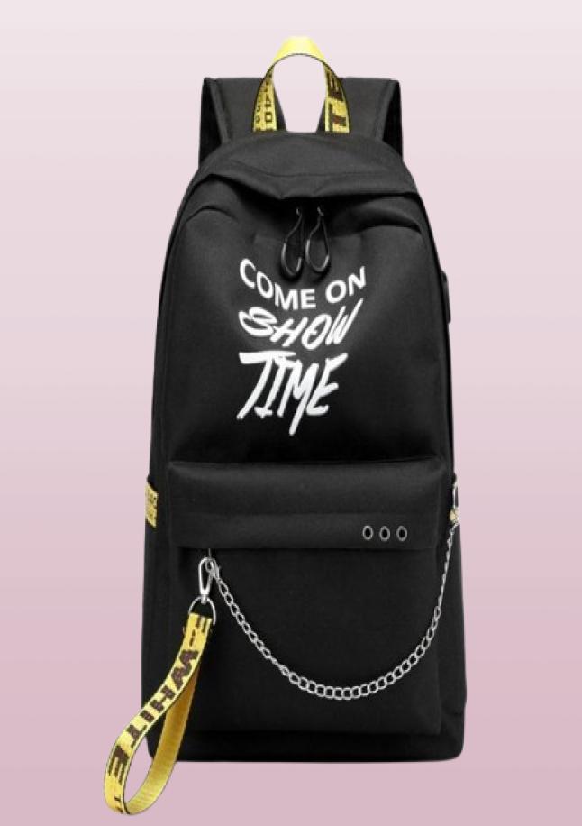 Designer USB Hip Hop Ladies Backpack Off Fashion White Women Bags High Quality Large Capacity Student Bag Casual Travel Backpacks9551886