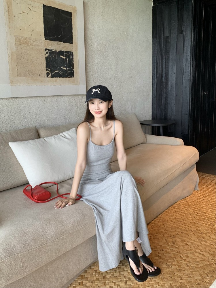 G9293 Spring and Summer Minimalist Waistband Chest Pad Dress for Women