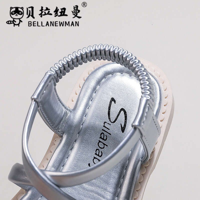 Bella Newman Girls' Toe Ring 2024 Summer New Children's Rhinestone Fashion Princess Sandals Beach Shoes