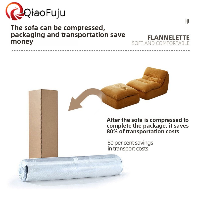 Single sofa compressed sofa chair Small recliner Fabric combination Lazy leisure chair apartment Living room Bedroom Roll bag sofa Boneless sponge apa