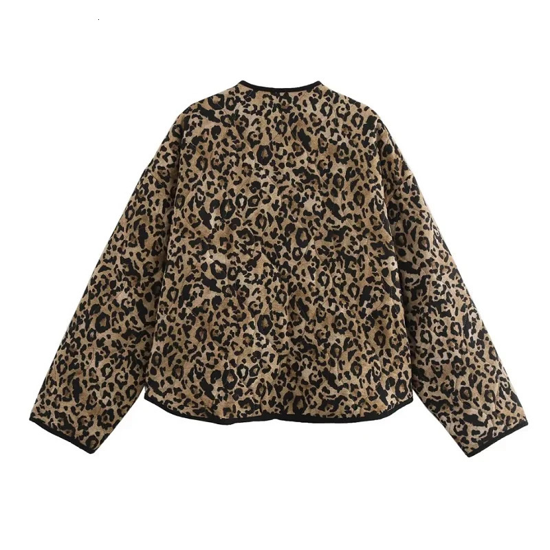 TRAF Leopard Jacket Outerwears Womens Autumn Winter Elegant Print Jacket Coats Ladies Fashion Casual Long Sleeve Coats 250708