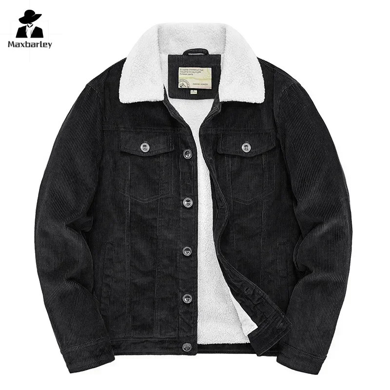 Male Cotton Jackets Padded Warm Loose Parka Coat Corduroy Short Jacket Man Solid Zip Windbreaker Winter Mens Fleece Jacket 250708