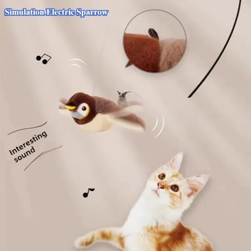 Cat Interactive Toys Catnip Electric Pat Bird with Catnip Dog Cats Touch-Activated Squeaky Plush Toy Pet USB Rechargeable 250716
