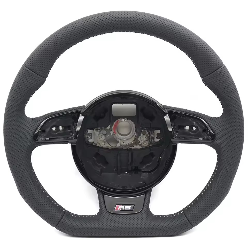 For Audi S RS SLINE logo A3 8V A4 B8 Custom fully perforated leather steering wheel stitching color can be customized