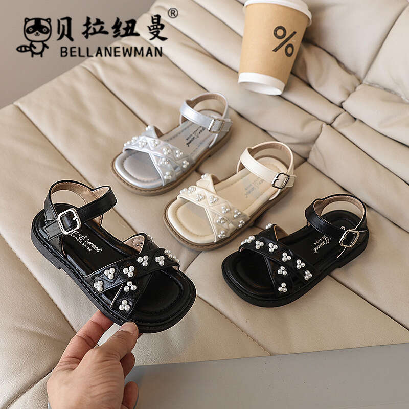 Choice Girls Pearl Small Flower Princess Sandals 2025 Summer New Children's Fashion Soft Sole Beach Shoes