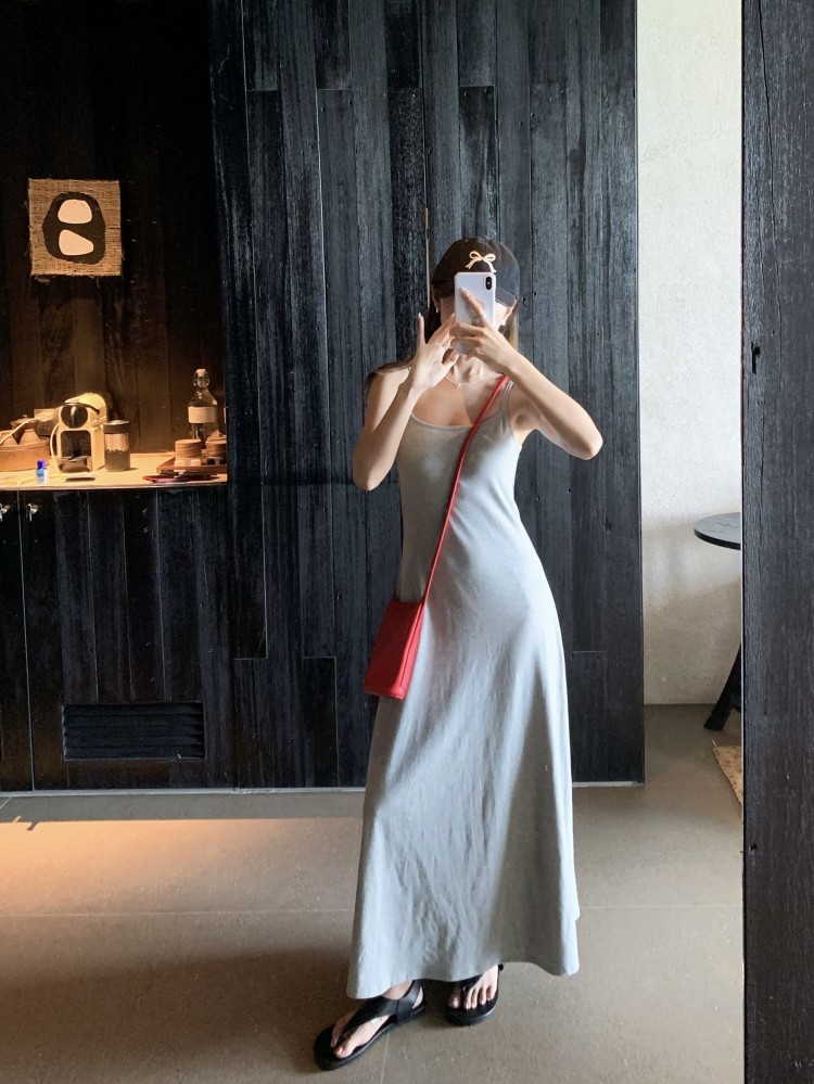 G9293 Spring and Summer Minimalist Waistband Chest Pad Dress for Women