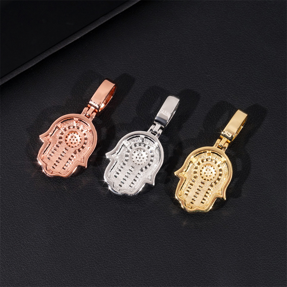 Straight Palm Shape Pendant S925 Silver Inlaid Moissanite Hip Hop fashion Pendant
