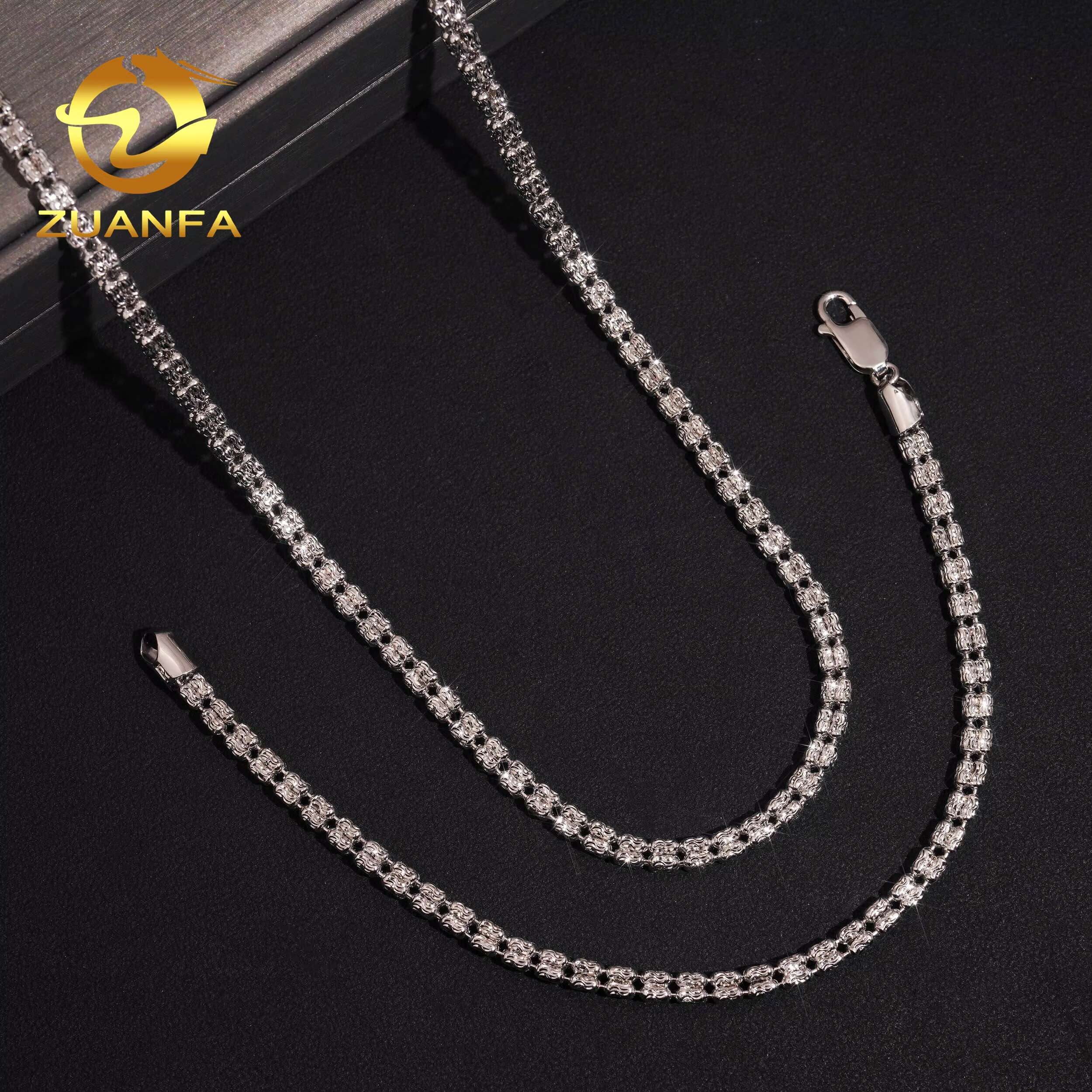 Hot Selling Jewelry 925 Sterling Silver Hip Hop Necklace 4mm Moon Cut Ball Bead Chain