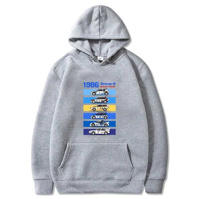 New Mens Hoodie 1986 Group B Rally Print Hoodie Hot Sale Men Women Vintage Casual Sweatshirt Unisex Long SLeeve PulloversXJ250714