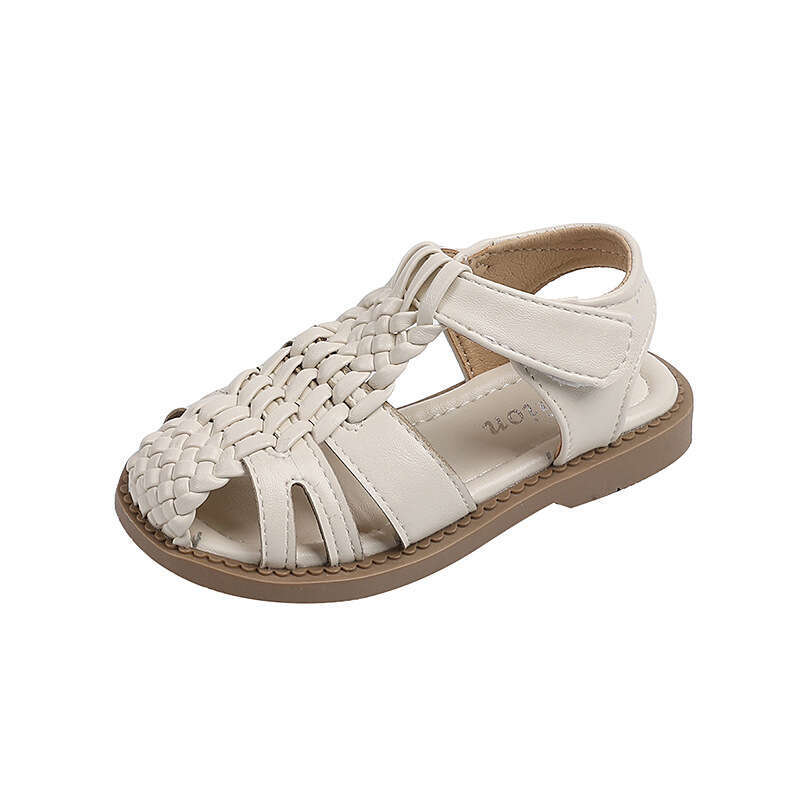 Baby Walking 2025 Summer New Korean Style Children's Hollow Woven Beach Shoes Girls' Casual Sandals