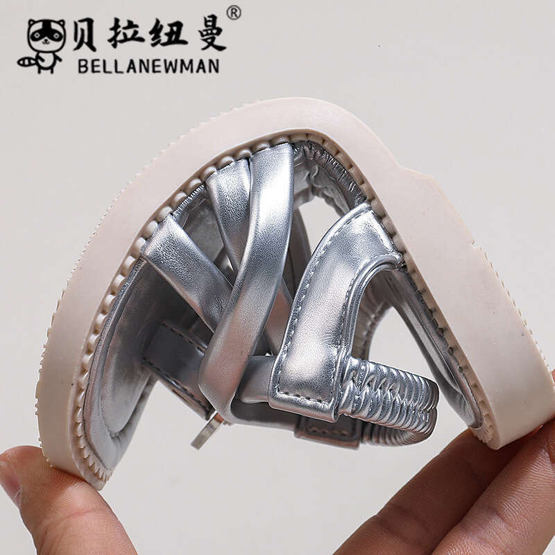 Bella Newman Girls' Toe Ring 2024 Summer New Children's Rhinestone Fashion Princess Sandals Beach Shoes