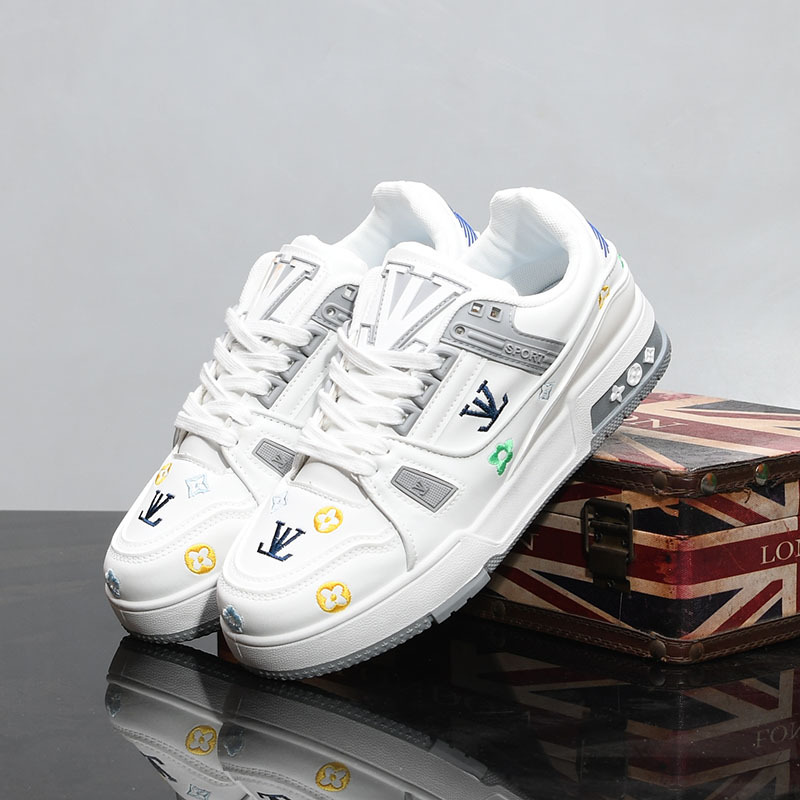 Designer shoes free shipping Sports board shoes leather surface trendy men shoes Hong Kong style shoes couple's white shoes men versatile shoes N