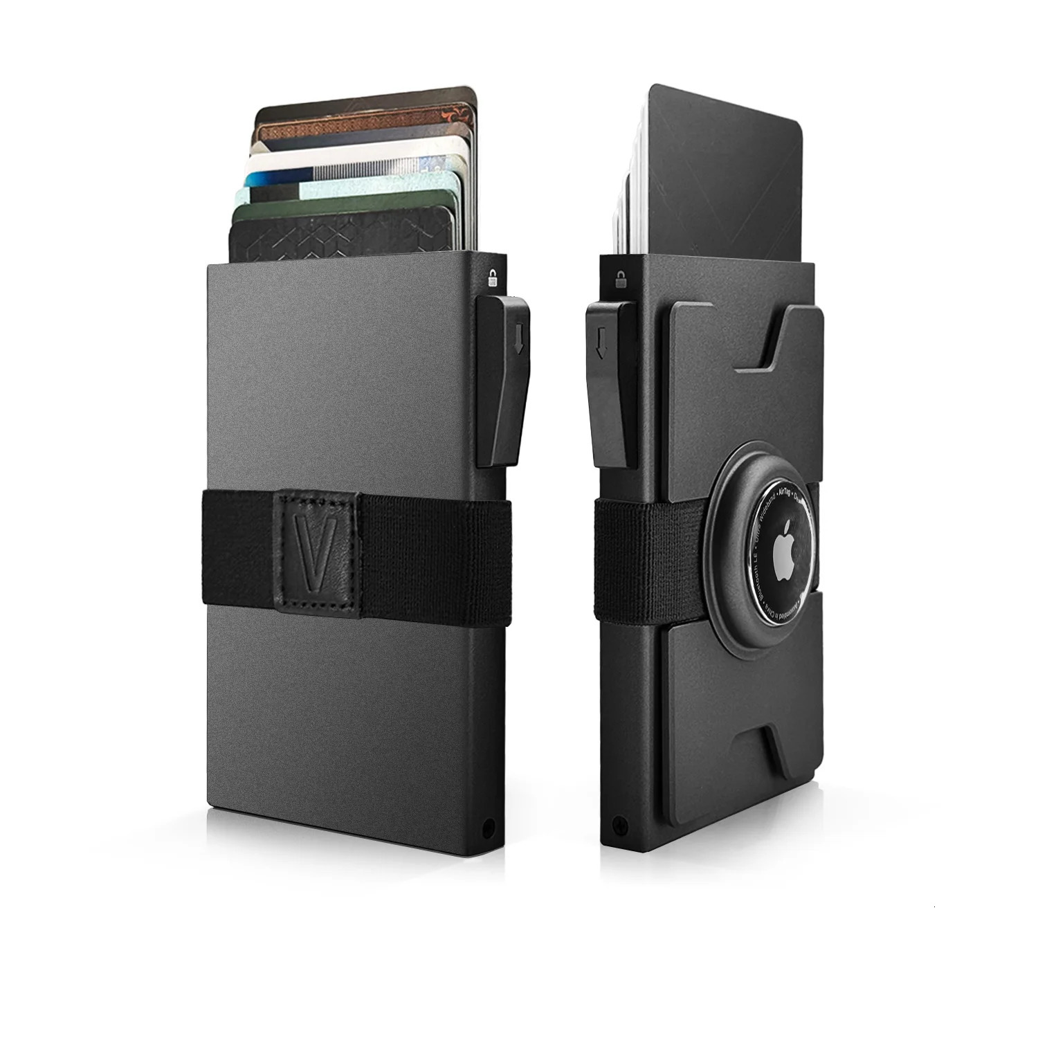 Smart Airtag Wallet Men Metal Wallet with Airtag Holder - AirTag Wallet for Men Airtag Slim Minimalist Pop Up Card Wallet 250708
