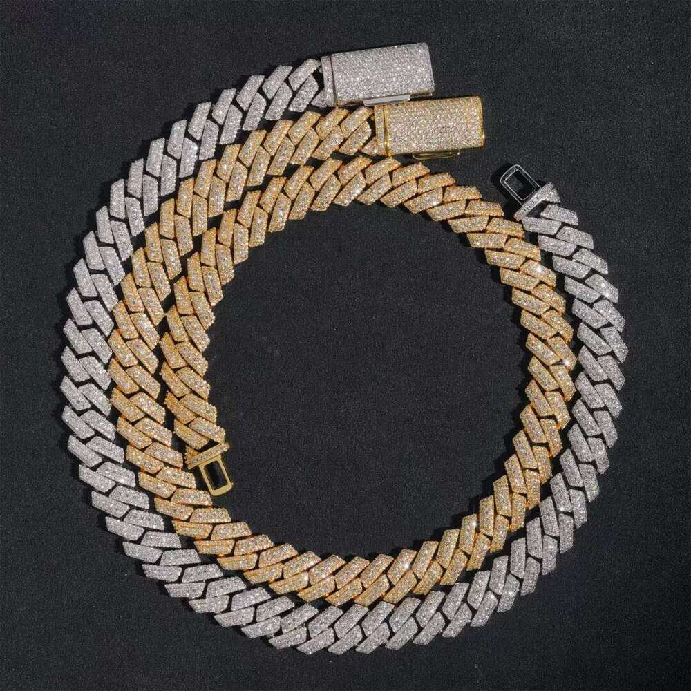 Top jewelry bracelet8mm Two Rows Pass Tester Iced Out Hip Hop VVVS1 Silicon Stone Cuban Chain NecklaceHip hop jewelry bracelet necklace