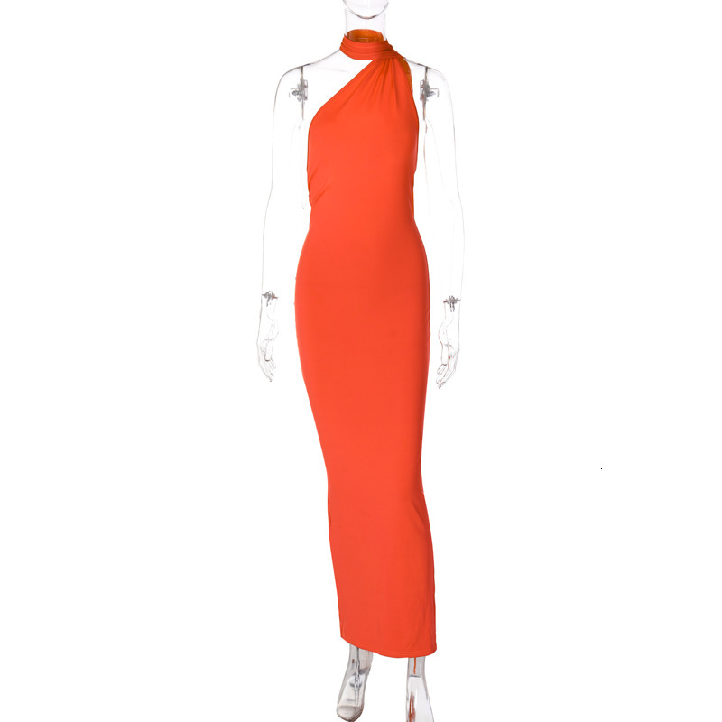 2025 New women's dress for summer sexy backless pleated hem slim fit solid color sleeveless elegant dress evening dress new fashion designer dres