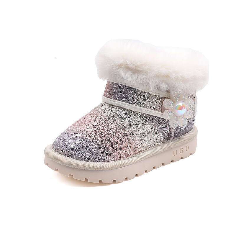 Girls' Sequin Princess Snow 2023 Winter New Thickened Warm Cotton Shoes Children's Short Boots for Older Kids
