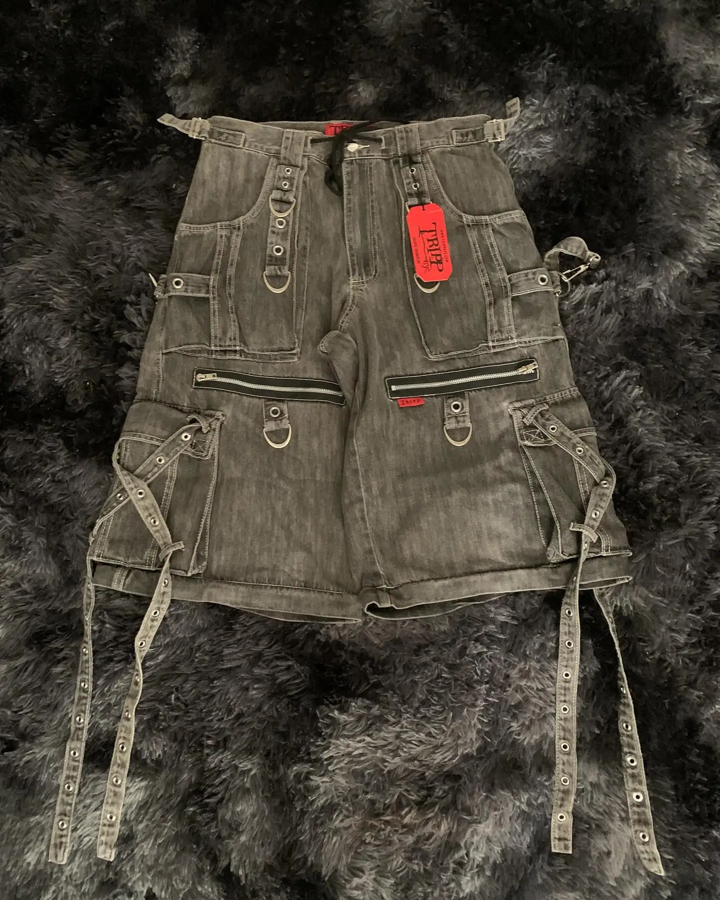 Punk Retro Trendy Strap Jeans Y2k Men Women Hip Hop Multi Pocket Baggy Denim Pants Fashion Patchwork Cargo Trouser Streetwear 250708