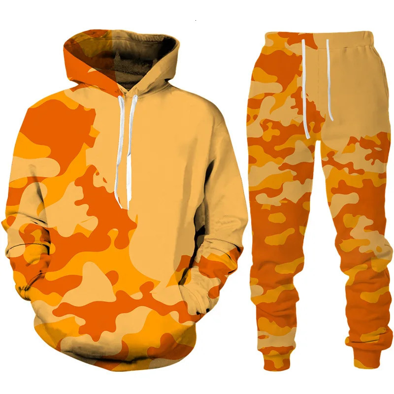 Mens Hoodie Pant Suit 3D Camouflage Print Casual Women High Quality Tracksuit Outfits Fashion Mens Clothing 2pcs Sets 250711