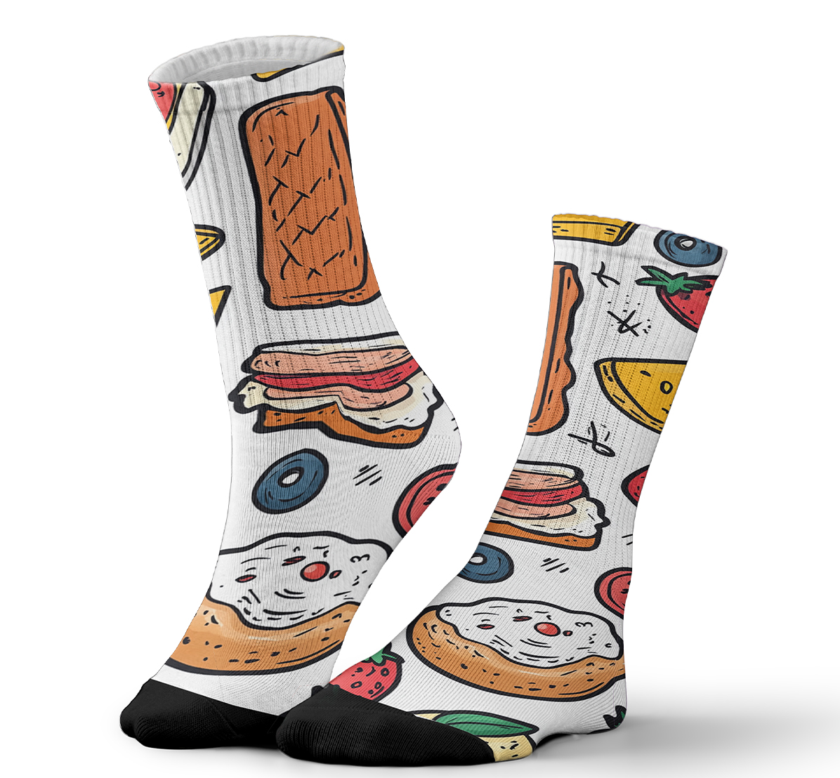 culinary craze tube unisex sock pop food bread prints