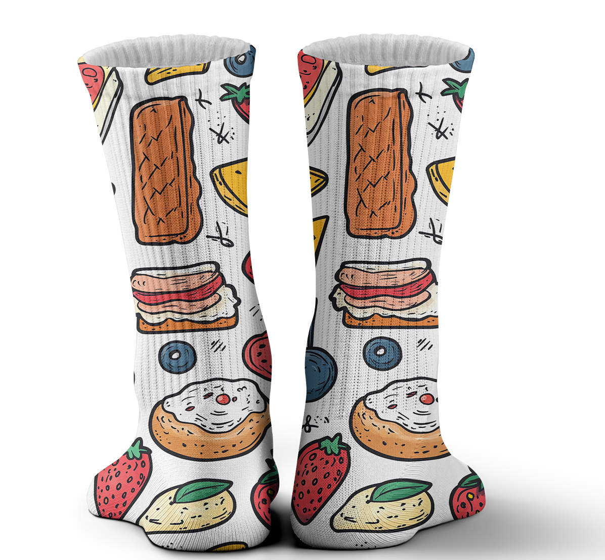 culinary craze tube unisex sock pop food bread prints