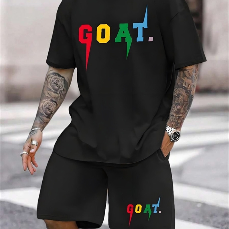 Twopiece Milano Print Mens Set Summer Casual Everyday Shortsleeved Tshirt Outdoor Street Men Fashion Sports Shorts 250614