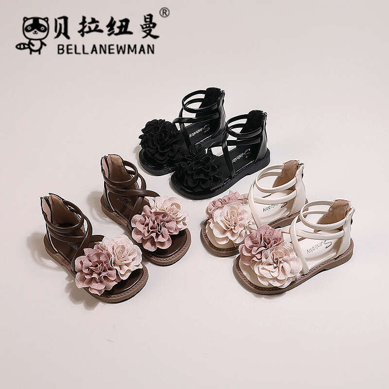 2025 Summer New Korean Style Children's Flower Princess Shoes Little Girls Roman Sandals