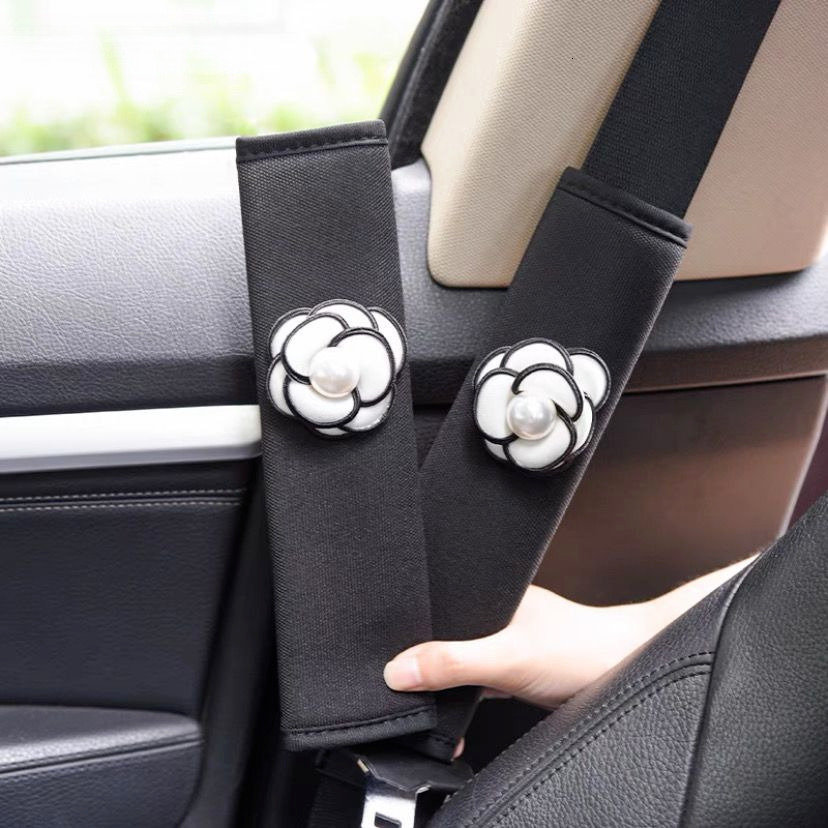 Bowknot Universal Car Safety Seat Belt Cover Pearl Flower Ice Silk Auto Shoulder Pad Styling Seatbelts Protective Car Accessorie