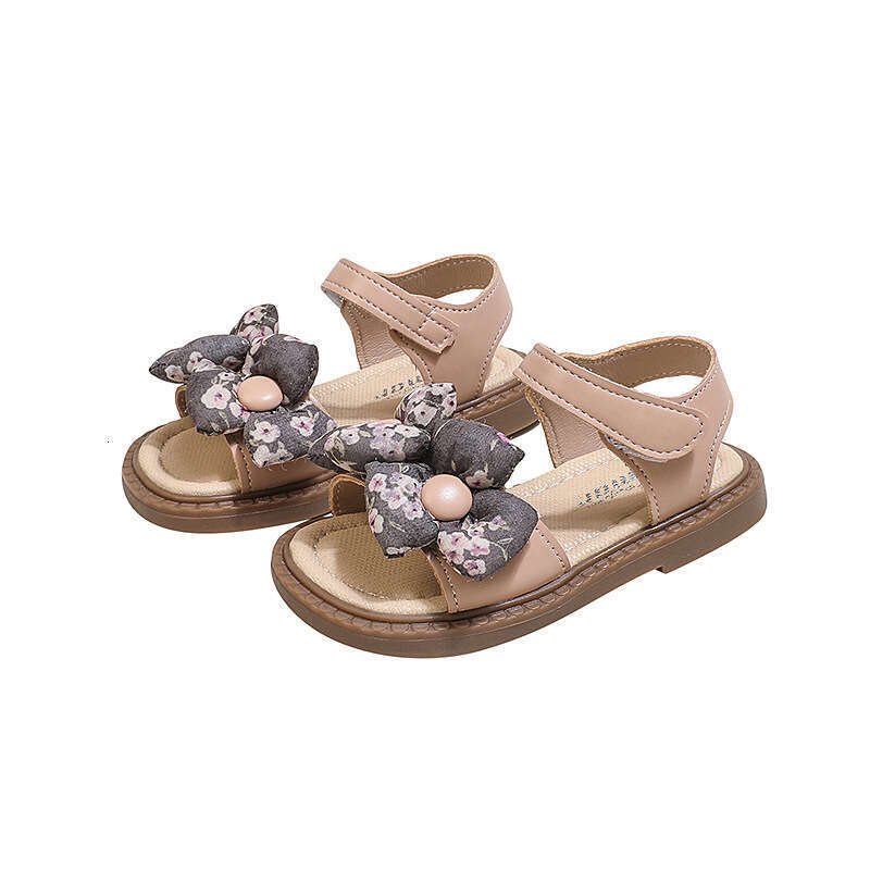 Girls' Bow Princess Sandals 2024 Summer New Korean Style Soft Sole Children's Open-Toe Beach Shoes