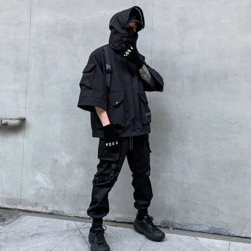 Autumn Winter Hip Hop Techwear Cargo Jacket Mens Harajuku Casual Hooded Jackets Tactical Hooded Coats Streetwear 250708