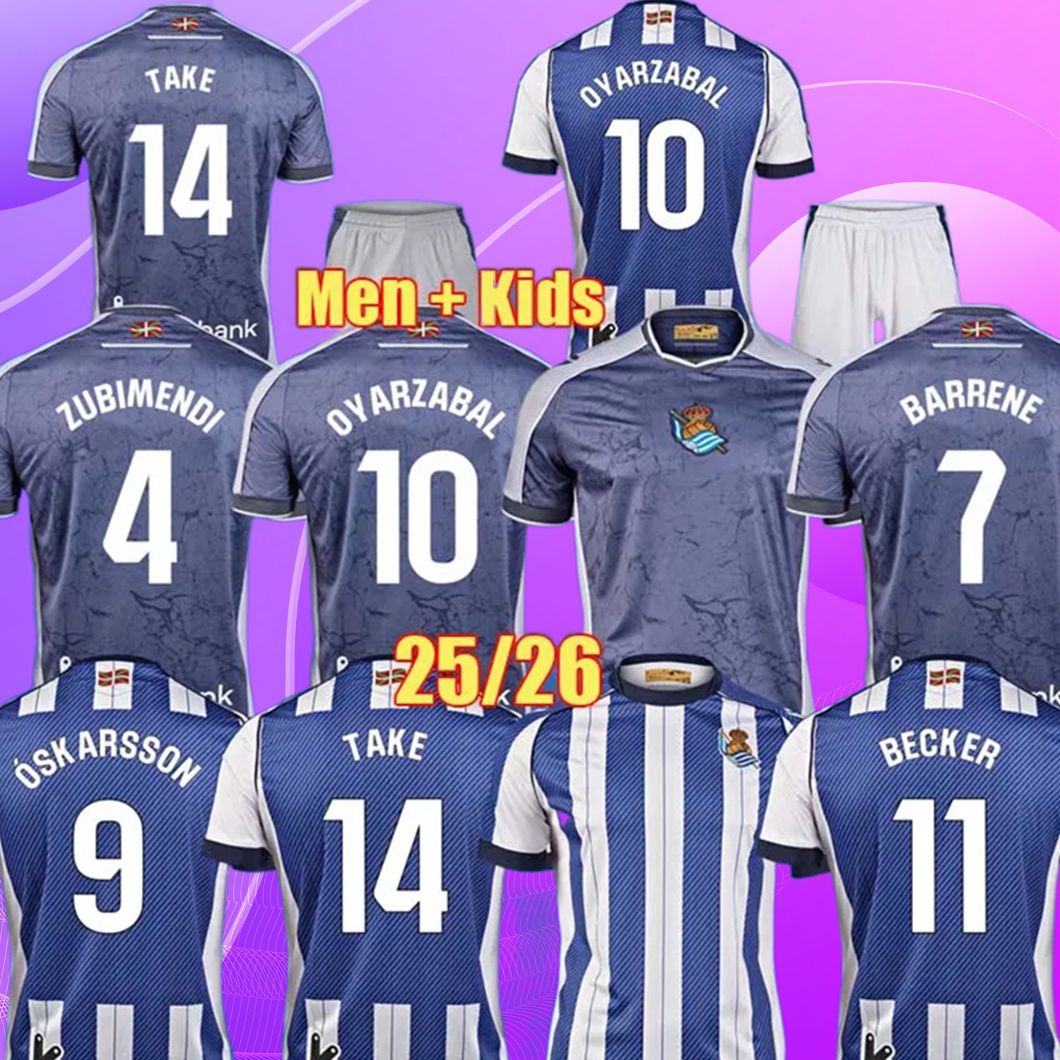 24 25 26 Real Sociedad Soccer Jersey OYARZABAL ZUBIMENDI BARRENE OSKARSSON Football Shirt BECKER TAKE 2025 2026 camiseta de futbol ZAKHARYAN Men kit kids