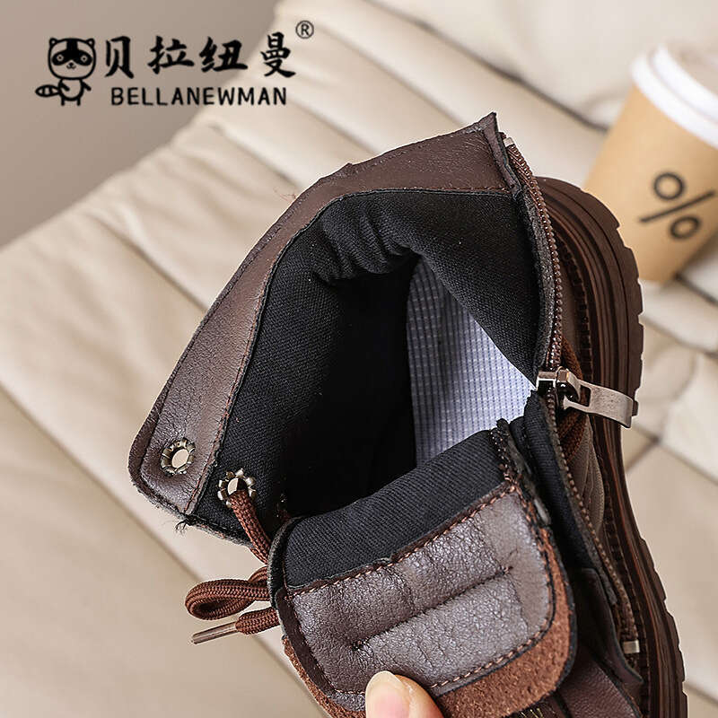 Girls' Fashion Martin 2024 Autumn New Korean Children's British Style Short Boys' Leather Boots for Older Children