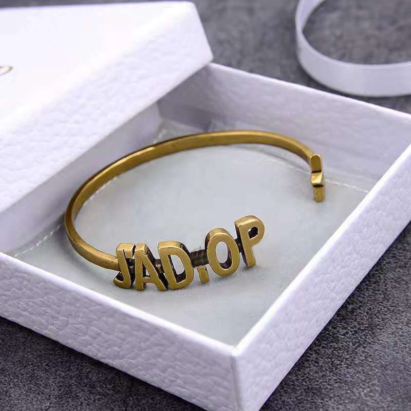 JA letter bracelet retro brass Designer bracelet antique Vintage Wrist Open Stary Bangle Classic fashion jewelry for women Elegant stainless wristband #232